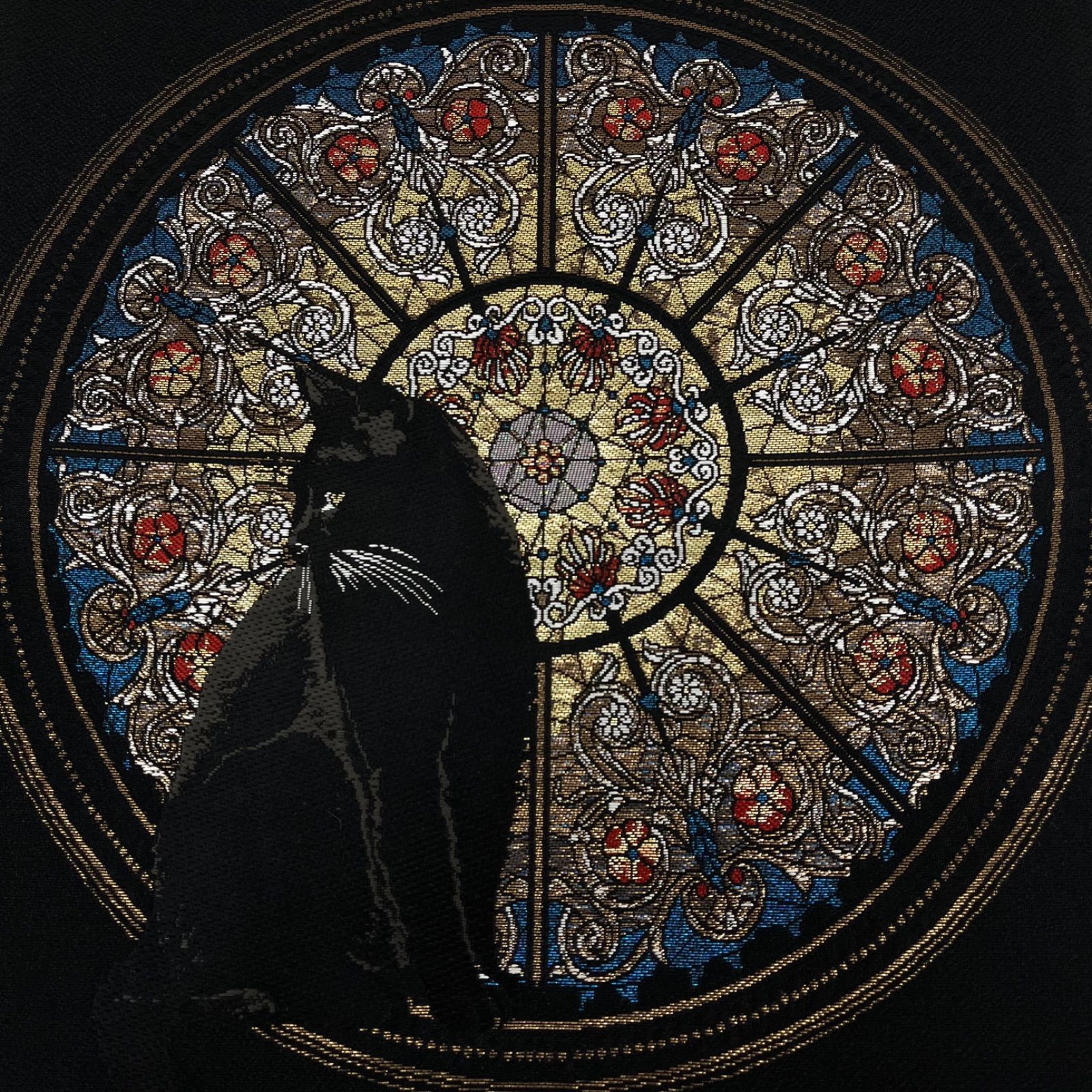 大光株式会社 袋帯 猫 ステンドグラス 新品未使用品 六通 黒地 D054