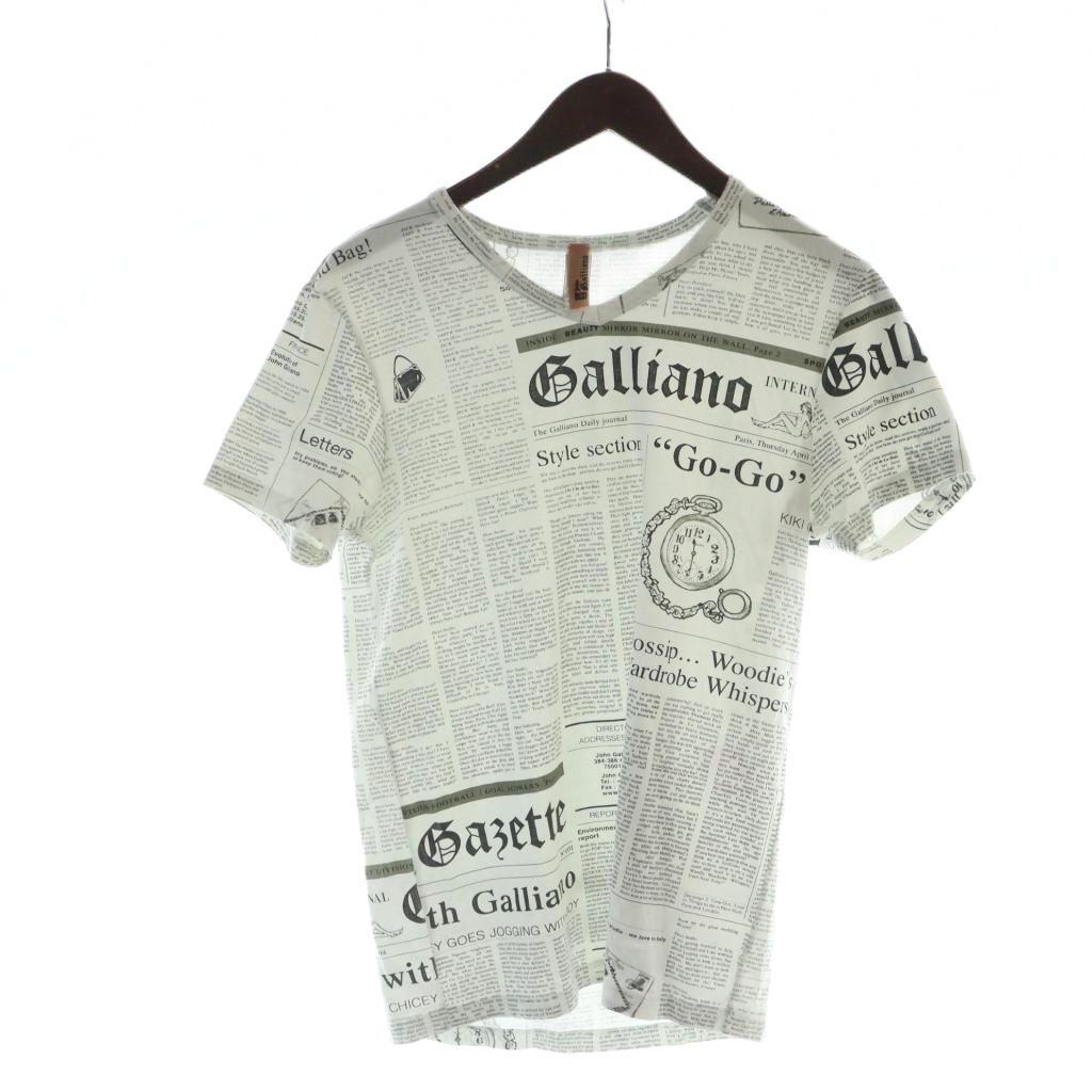 ジョンガリアーノ　ニュースペーパー　カットソー ジョンガリアーノ JOHN GALLIANO Tシャツ カットソー 半袖 ニュース