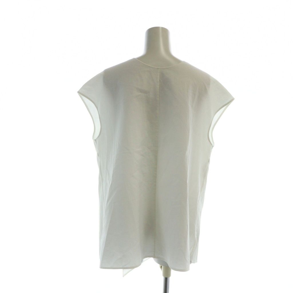 ドゥロワー Drawer 6521 299 0949 コットンバックギャザー ノースリーブブラウス Vネック 無地 36 白 ホワイト GY 19 MQ