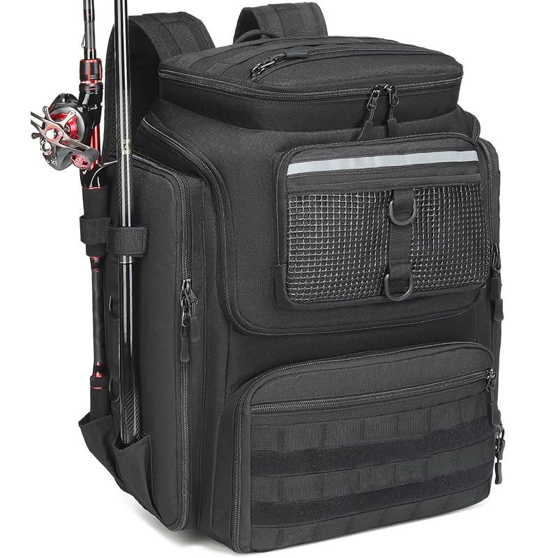ロッドホルダー付き釣りバックパック 45 L 大型防水フィッシングバッグ アウトドアキャンプ ハイキング用装備向け バッグ本体のみ 0