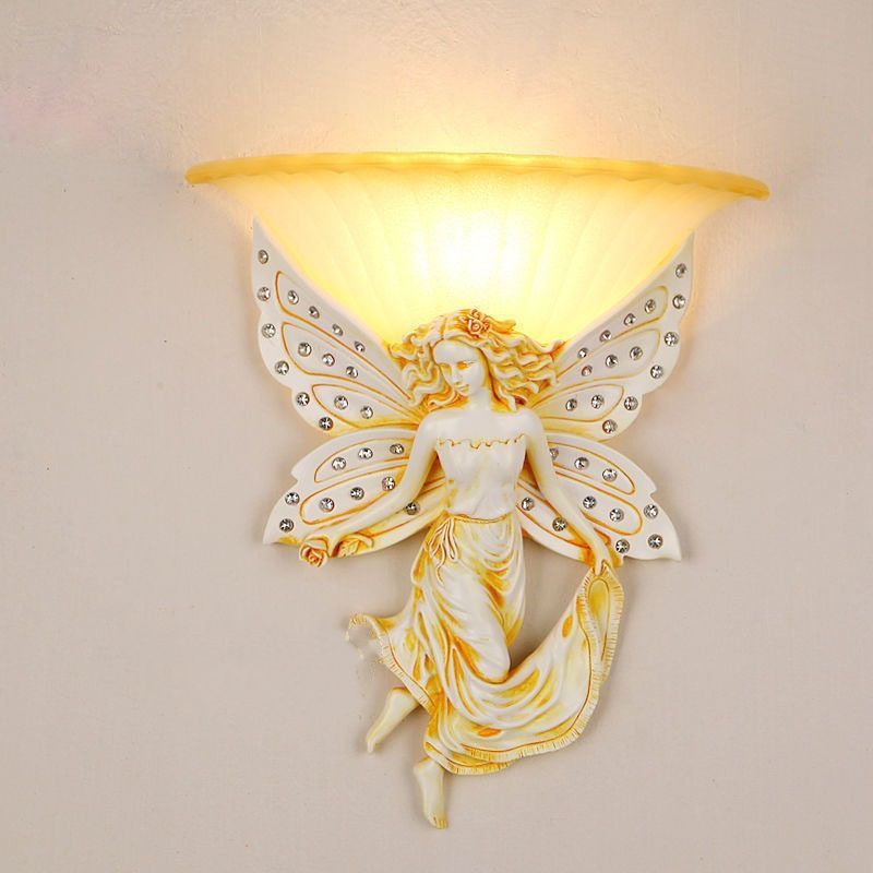 プラケットライト 壁掛け灯 壁灯 室内 屋内 エクステリア 門柱灯 アンティーク 北欧風 バタフライエンジェル アンティークホワイト 右モデル