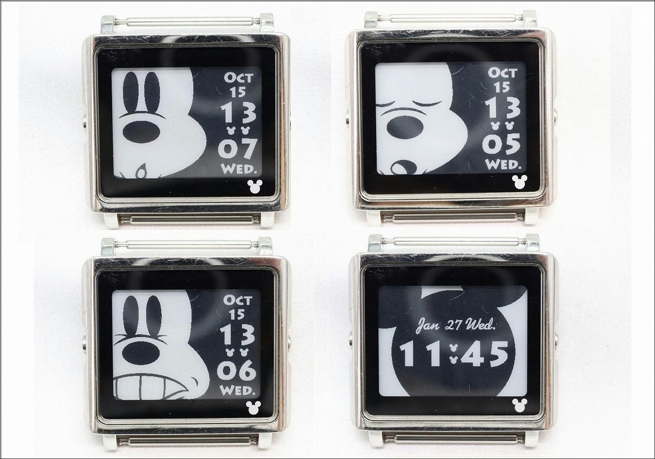 W 265 37 動作品 電池交換済 エプソン ディズニー ミッキーマウス スマートキャンバス 腕時計 フェイスのみ メンズ
