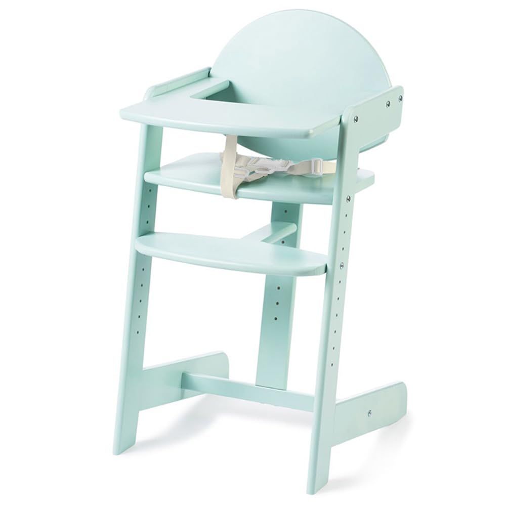 迅速発送 アイリスプラザ ベビーチェア テーブル付き 調節 3点式ハーネス ハイチェア 木製 キッズチェア イス 子ども用 ミント