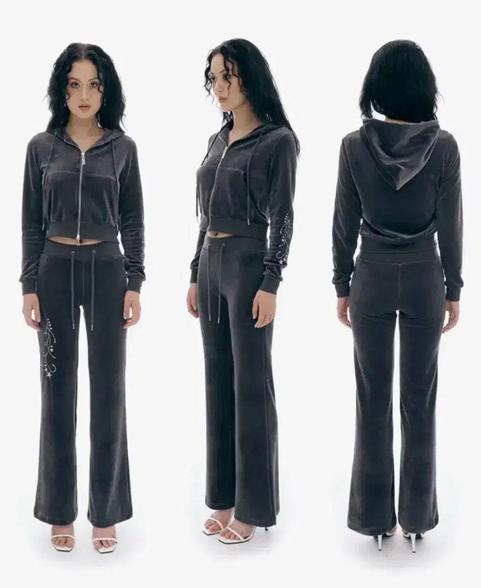 EXPIRED GIRL スター ツアーベルベット トラックパンツ フードジップアップ セットアップ