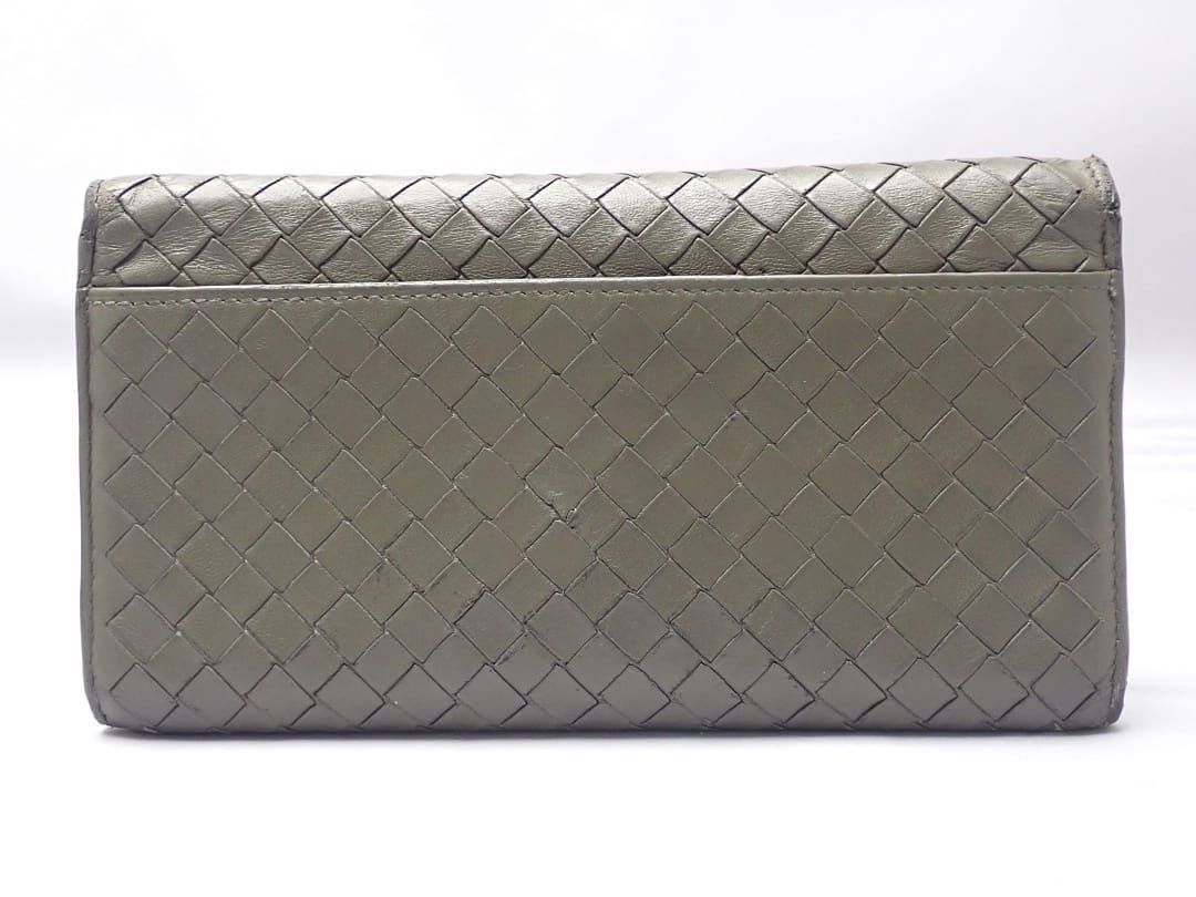 BOTTEGA VENETA ボッテガ ヴェネタ イントレチャート 二つ折り長財布 モスグレー B 送料無料 A-8938 質屋