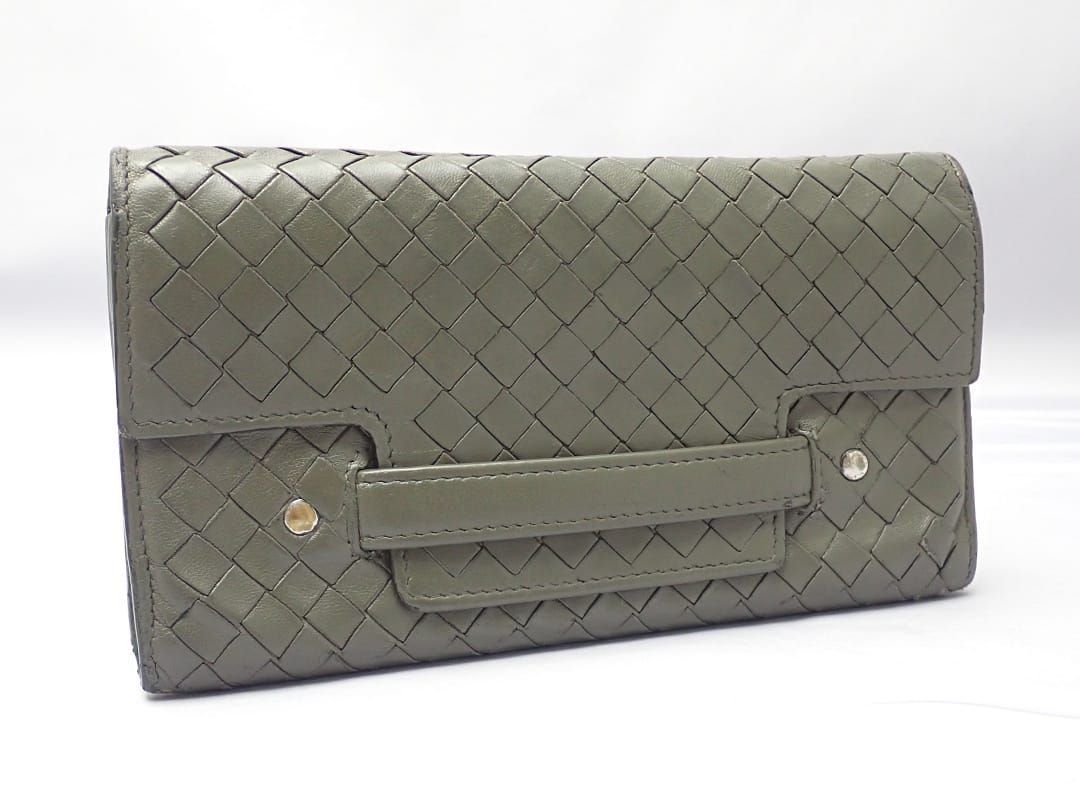 二つ折り長財布 モスグレー