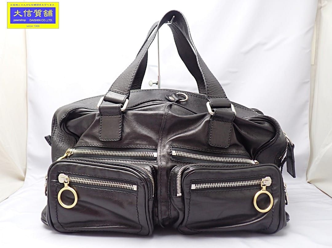 CHLOE クロエ ベティ ハンドバッグ ミニボストン コインケース付 レザー ブラック B A-8952 質屋