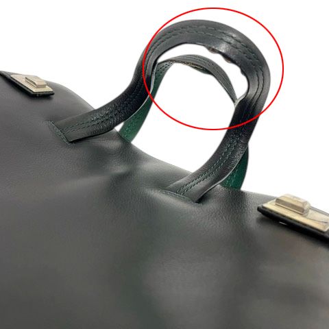 モラビト MORABITO ハンドバッグ トートバッグ オープントップ 台形 スクエア ステッチ シルバー金具 無地 フランス ブラック 黒 緑 グリーン DECORATOM_COM_BR