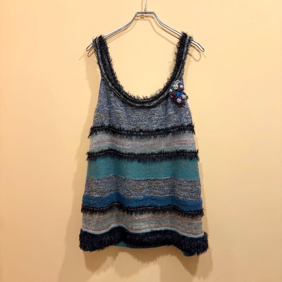 M.-KYOKO ニットビスチェ キッドモヘア混 コサージュ マルチ 2