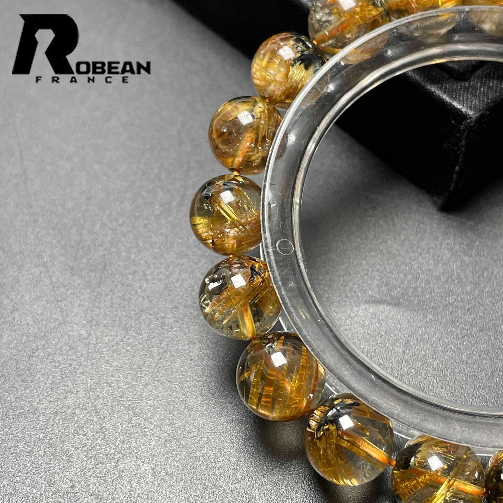上品 EU製 定価15万円 ROBEAN 太陽花タイチンルチル 黄金針水晶 金運 開運 ゴールド ブレスレット パワーストーン プレゼント 9.9-10.7mm M1027863 WWW_SHINETEETH_COM