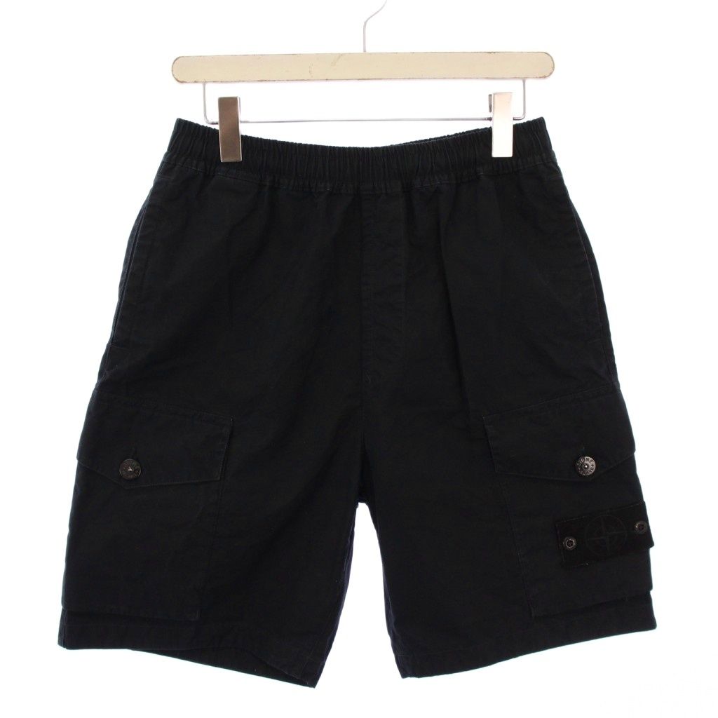 ストーンアイランド STONE ISLAND 23SS GHOST PIECE ゴートピースコットンベンタイルカーゴショーツ ショートパンツ イージー ウエストゴム ワン W30 黒 ブラック 7815L02F1 BB