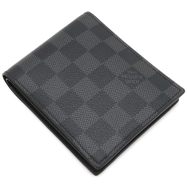 ルイヴィトン LOUIS VUITTON 二つ折り財布 ポルトフォイユ マルコ NM ダミエグラフィットキャンバス ダミエグラフィット シルバー金具 黒 グレー N 63336 CA 2158 箱