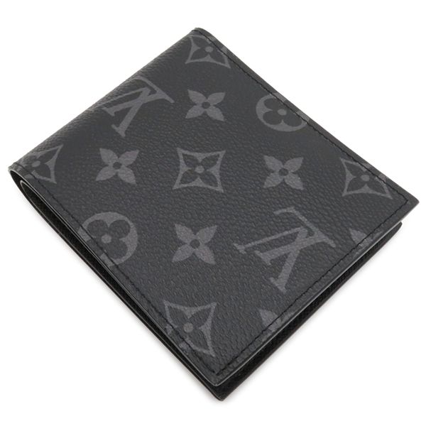 ルイヴィトン LOUIS VUITTON 二つ折り財布 ポルトフォイユ マルコ NM モノグラムエクリプス シルバー金具 黒 グレー M 62545 RFID 箱