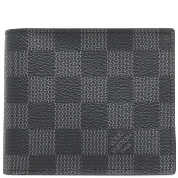 ルイヴィトン LOUIS VUITTON 二つ折り財布 ポルトフォイユ マルコ NM ダミエグラフィットキャンバス ダミエグラフィット シルバー金具 黒 グレー N63336 CA4189 箱