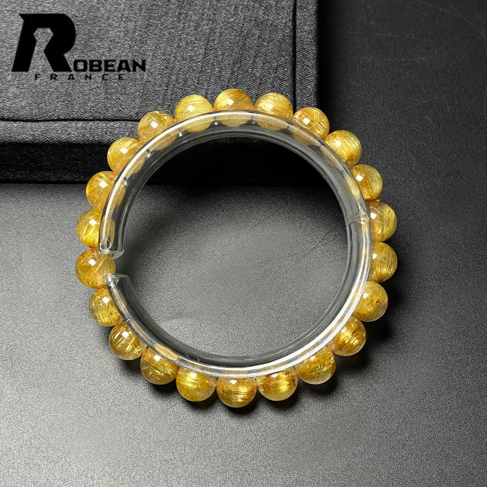 夢色 EU製 定価13万円 ROBEAN ! 満針ルチルクォーツ ブレスレット パワーストーン 天然石 金運 お守り プレゼント 8.6-9.2mm M1027865