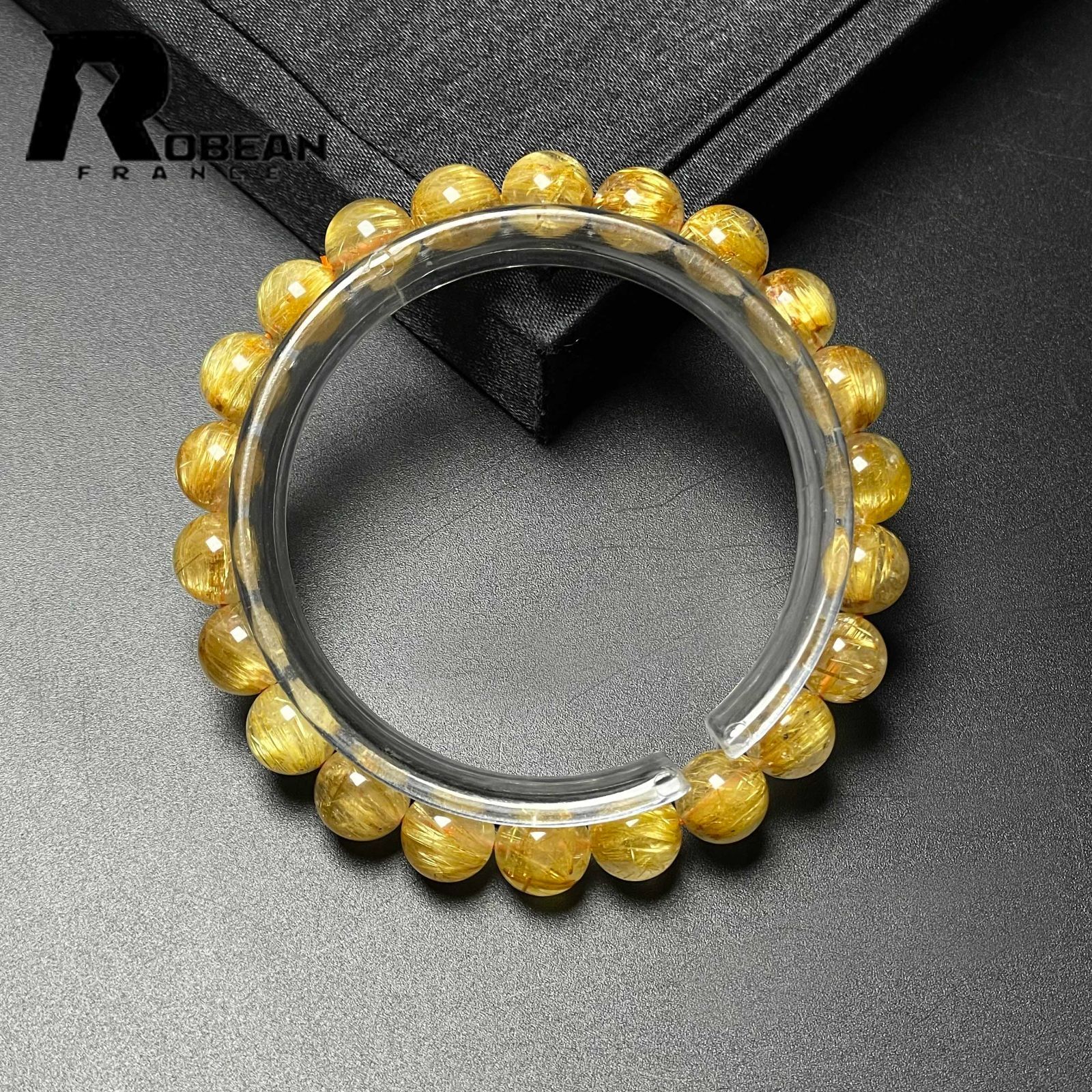 夢色 EU製 定価13万円 ROBEAN ! 満針ルチルクォーツ ブレスレット パワーストーン 天然石 金運 お守り プレゼント 8.6-9.2mm M1027865