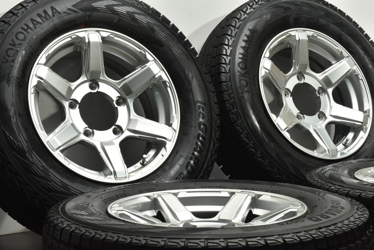 バリ溝 社外 6本スポーク 15in 5.5J 5 PCD139.7 ヨコハマ アイスガード G075 195|80R15 4本セット ジムニー ノマド シエラ