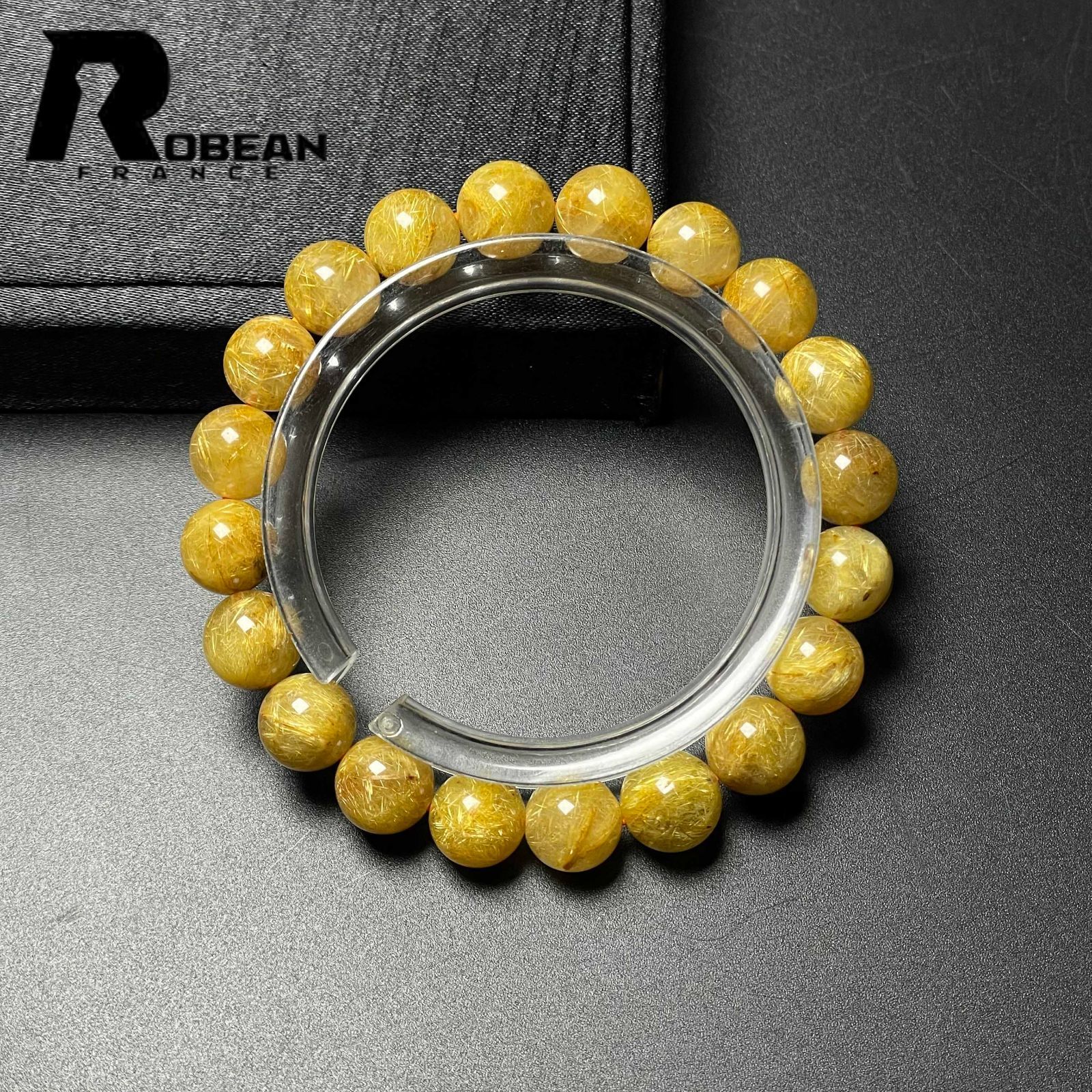EU製 定価15万円 ROBEAN ! 満針ルチルクォーツ ブレスレット パワーストーン 天然石 金運 お守り プレゼント 9.8-10.2mm M1027866