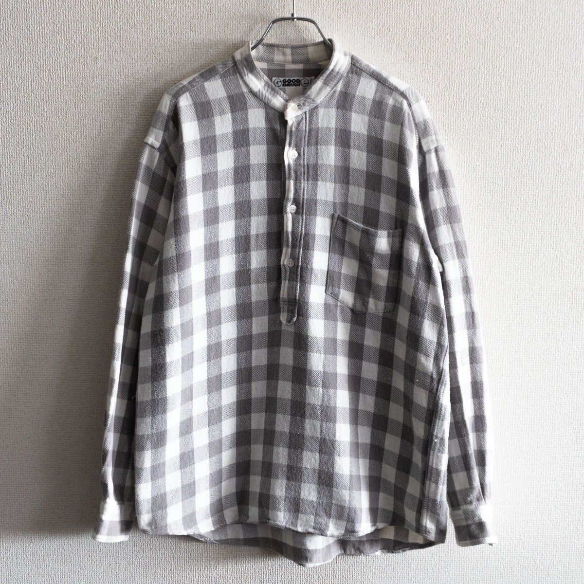 【90s/美品】GOOD ENOUGH 【バンドカラー チェック ネルシャツ】 M グッドイナフ チェック 25101030 90s/美品】GOOD ENOUGH 【バンドカラー チェック ネルシャツ】 M