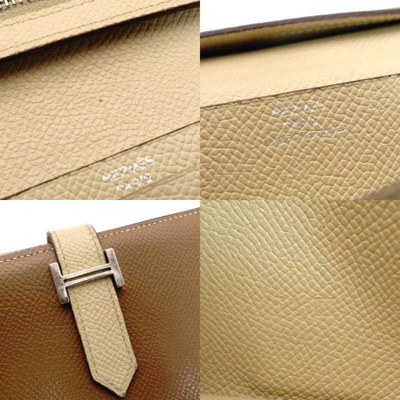  エルメス HERMES ベアン スフレ ベージュ×ブラウン レザーシルバー金具 A刻印 長財布 財布 7-10-581 その他 折り財布