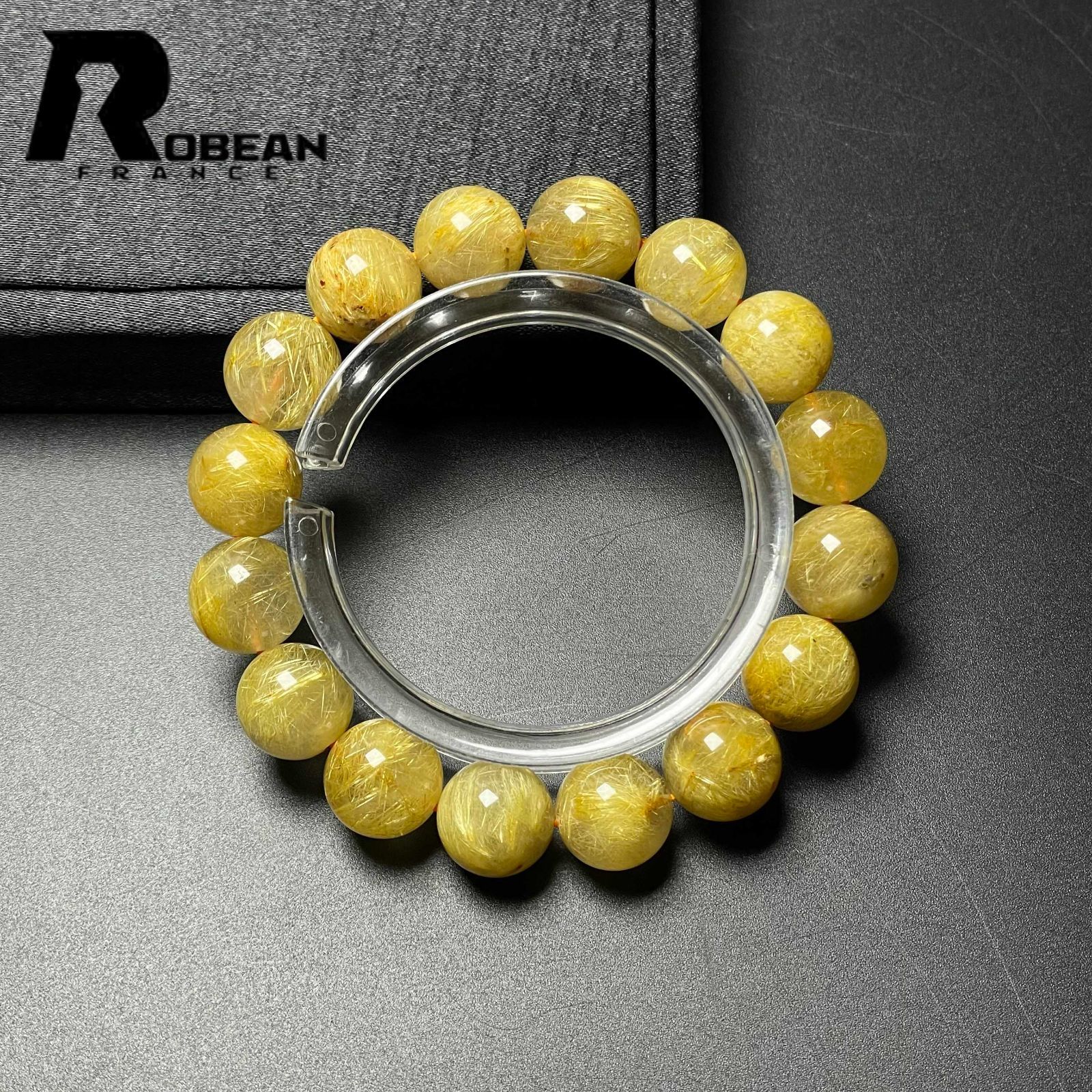 EU製 定価27万円 ROBEAN ! 満針ルチルクォーツ ブレスレット パワーストーン 天然石 金運 お守り プレゼント 12.8-13.4mm M1027868