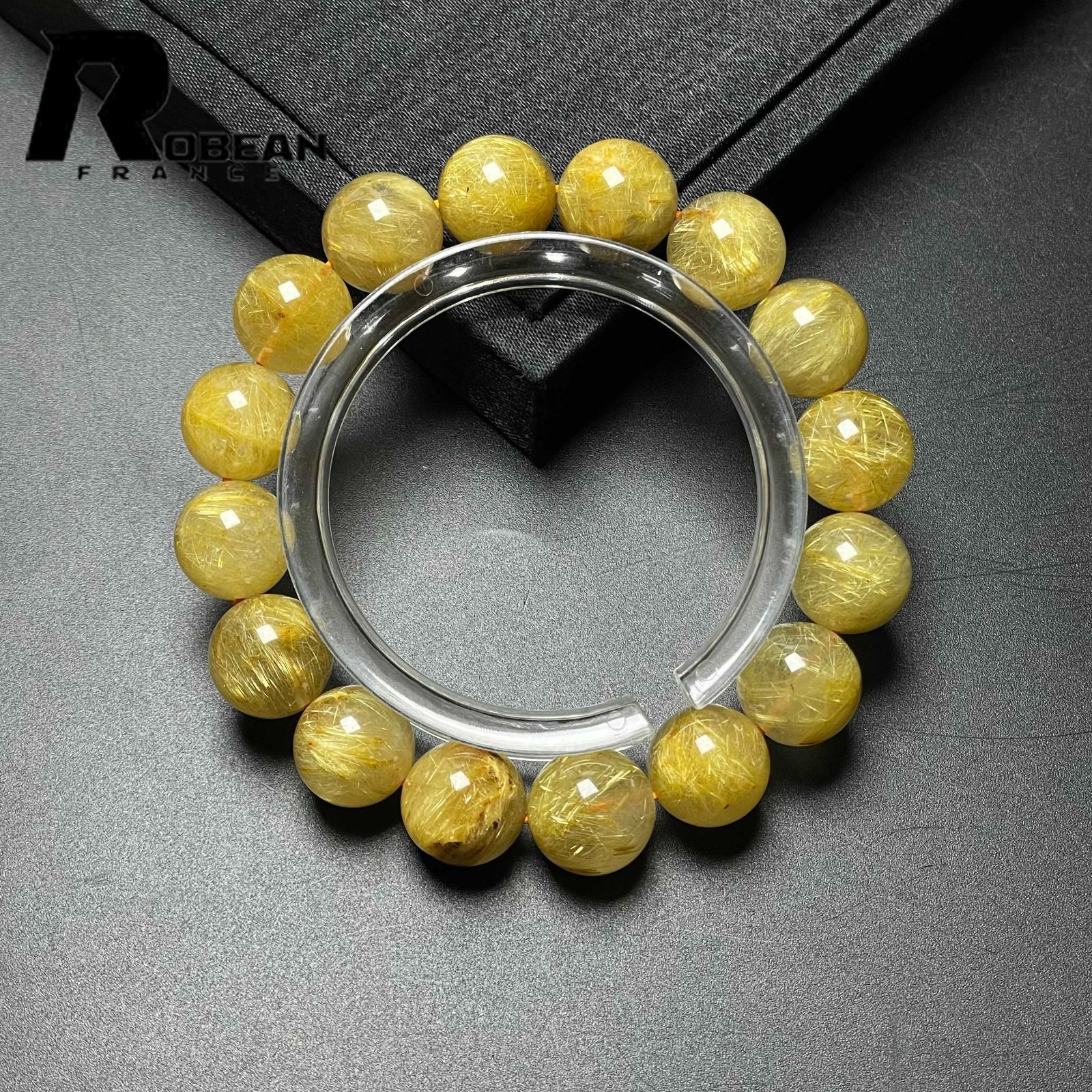 EU製 定価27万円 ROBEAN ! 満針ルチルクォーツ ブレスレット パワーストーン 天然石 金運 お守り プレゼント 12.8-13.4mm M1027868