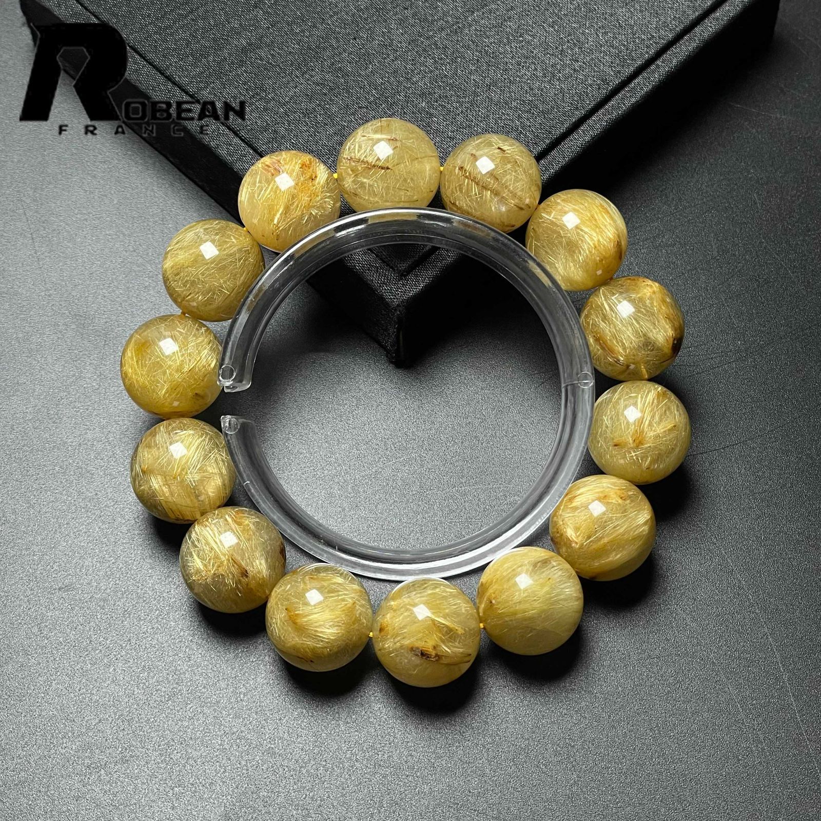 EU製 定価49万円 ROBEAN ! 満針ルチルクォーツ ブレスレット パワーストーン 天然石 金運 お守り プレゼント 16.8-17.4mm M1027869