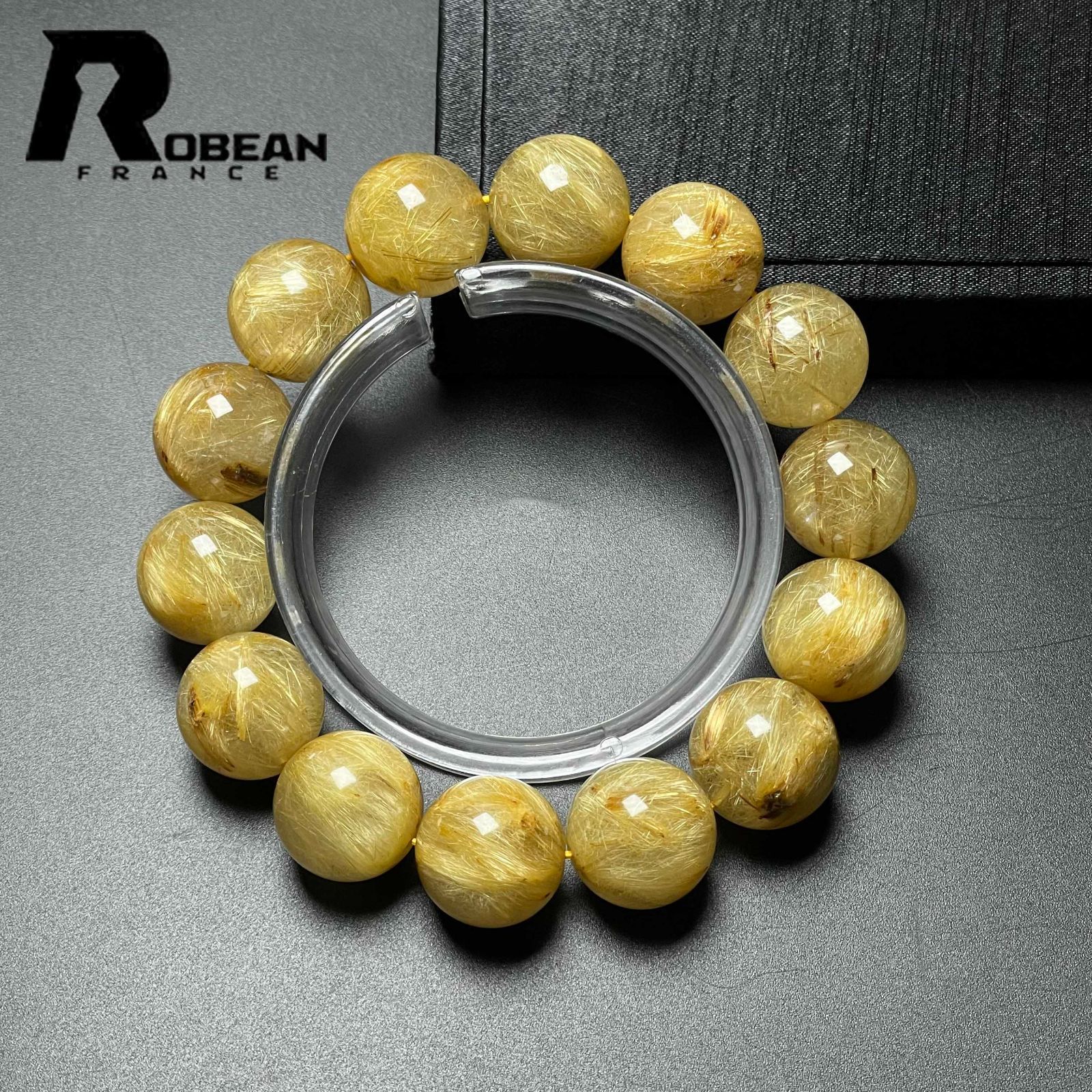 EU製 定価49万円 ROBEAN ! 満針ルチルクォーツ ブレスレット パワーストーン 天然石 金運 お守り プレゼント 16.8-17.4mm M1027869