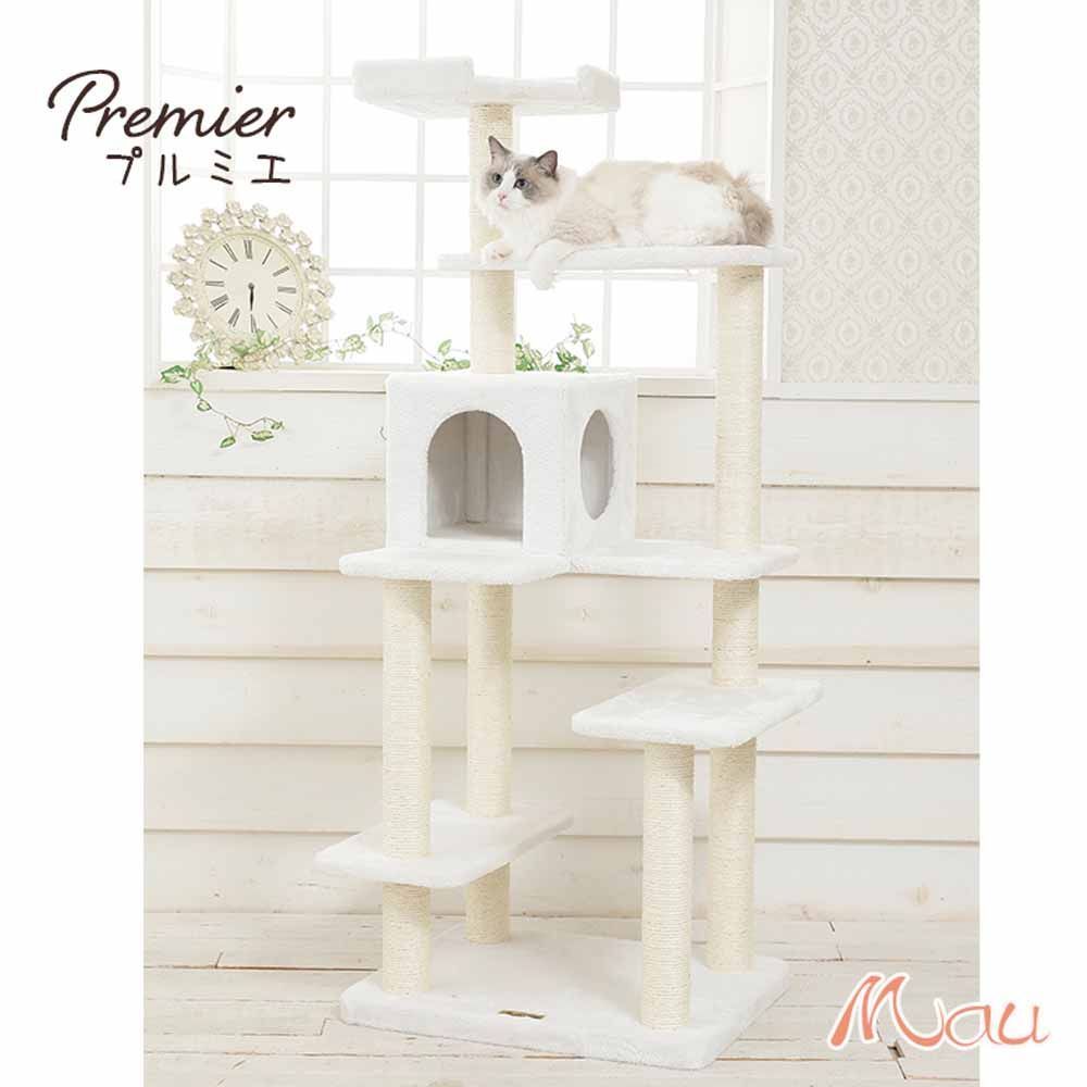 公式 キャットタワー 据え置き Mauタワー プルミエ オフホワイト mt-006 Mau キャットタワー キャットツリー 組み立て 猫スクラッチャー 猫玩具 爪とぎ 麻ポール 猫ベッド 運動不足解消