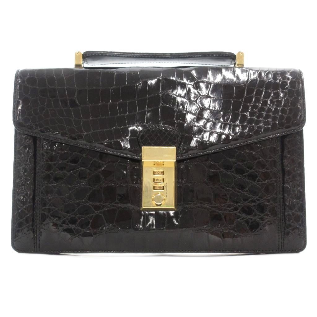 JRA ハンドバッグ クロコダイル レザー ダイヤルロック 黒 ブラック |AE GY18