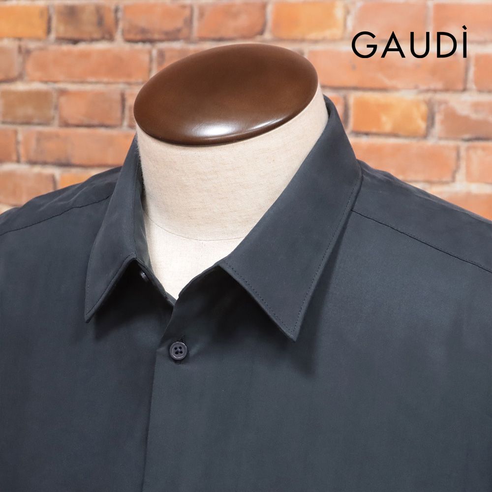 25秋冬|GAUDI|Lサイズ|長袖シャツ C521GU45026 モダール混 しっとり とろみ 落ち感 今季 インポート メンズ 紳士 ガウディ |ダークグレー|mc321|
