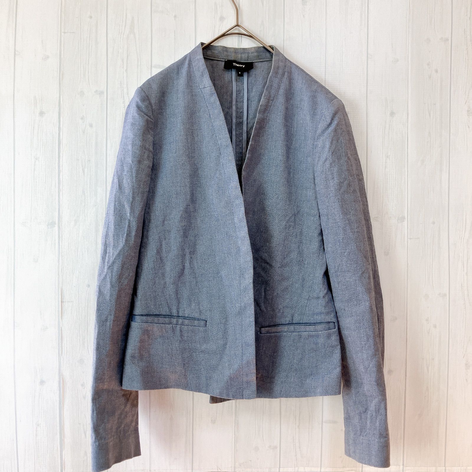 theory セオリー デニムジャケット S 0サイズ 長袖 ブルー ノーカラー 