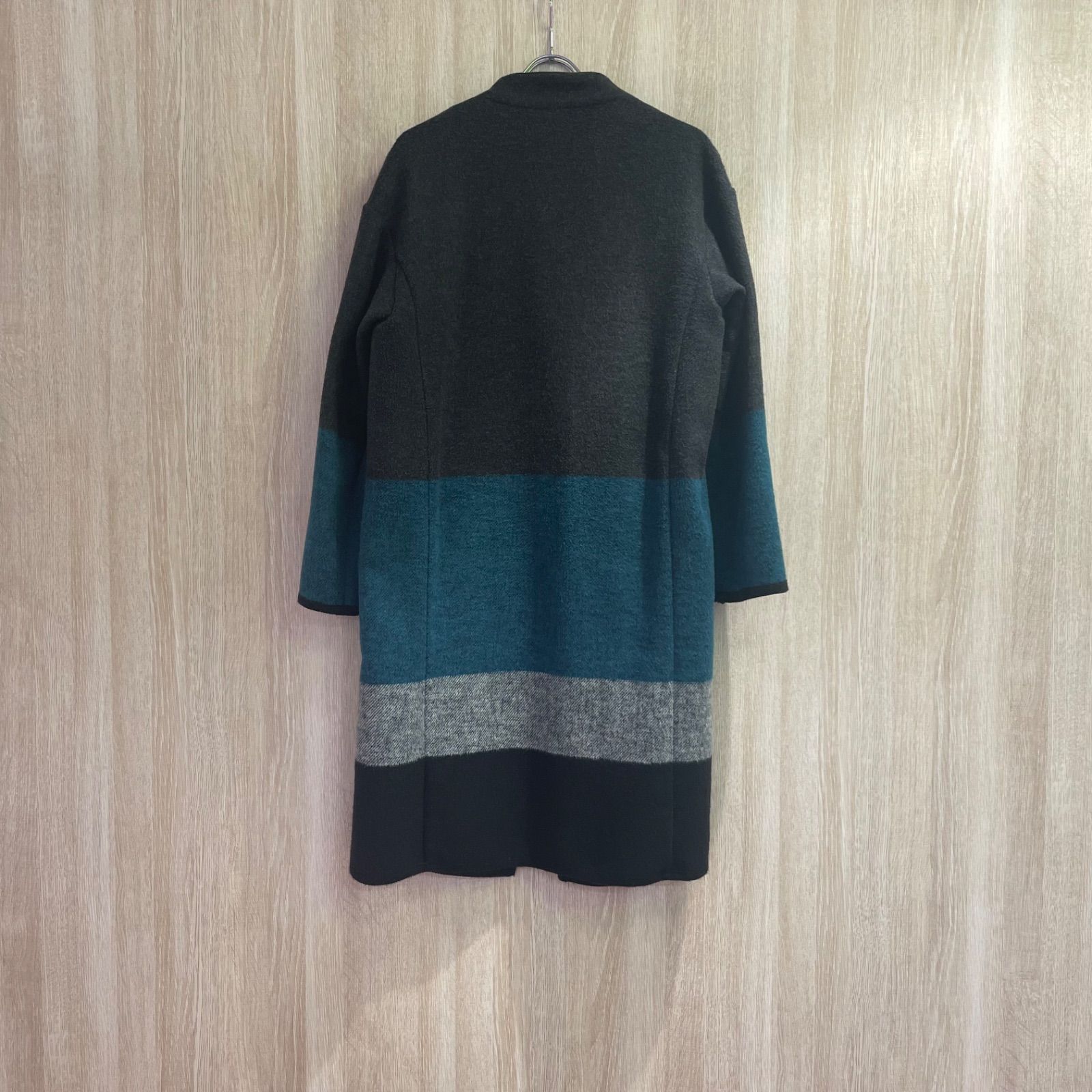 PAOLA FRANI パオラ フラーニ ブロックニットジャケット グレー水色 SIZE G0043