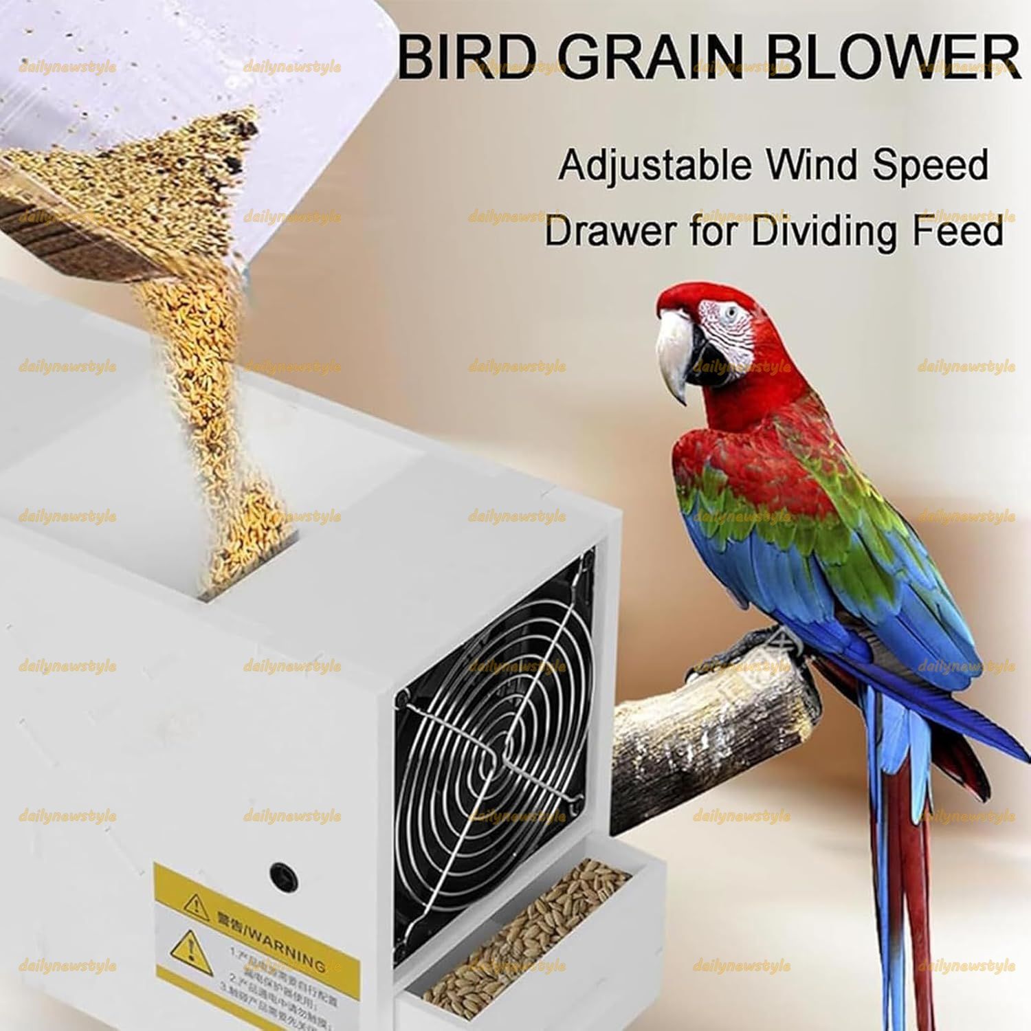  推薦 鳥の餌選別機 鳥の餌洗浄機 ファンと引き出し付き穀物殻分離機 速度調整 な送風機 キビ 穀物 メロンの種子用 その他 鳥用品