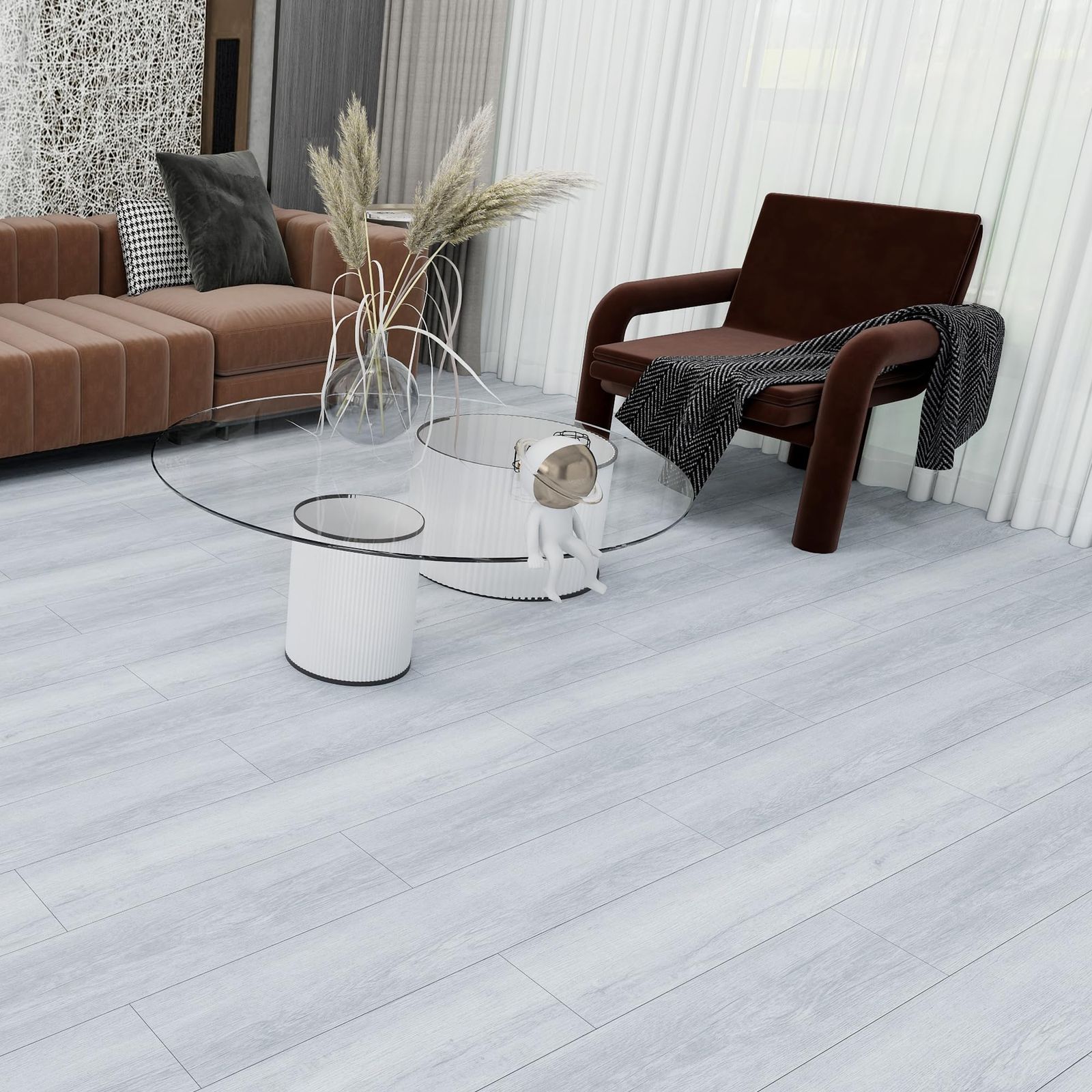 フロアタイル 約6畳 12畳 68枚入り フローリング マット 置くだけ 木目 クッション フロア マット 床 リメイク シート 接着剤不要 貼るだけ OK 賃貸ok 防水 床材 DIY ピタフィー フロアリングタイル 914.4 152 HRDEVELOPMENT_JP