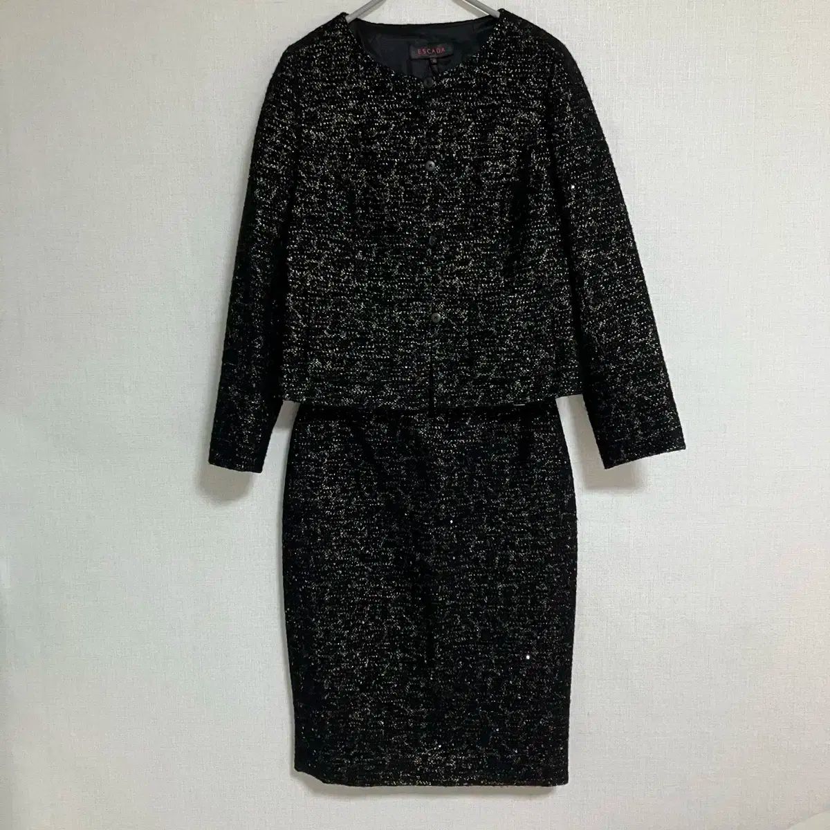 エスカダ ブラック 金糸 ツイード スカート セットアップ