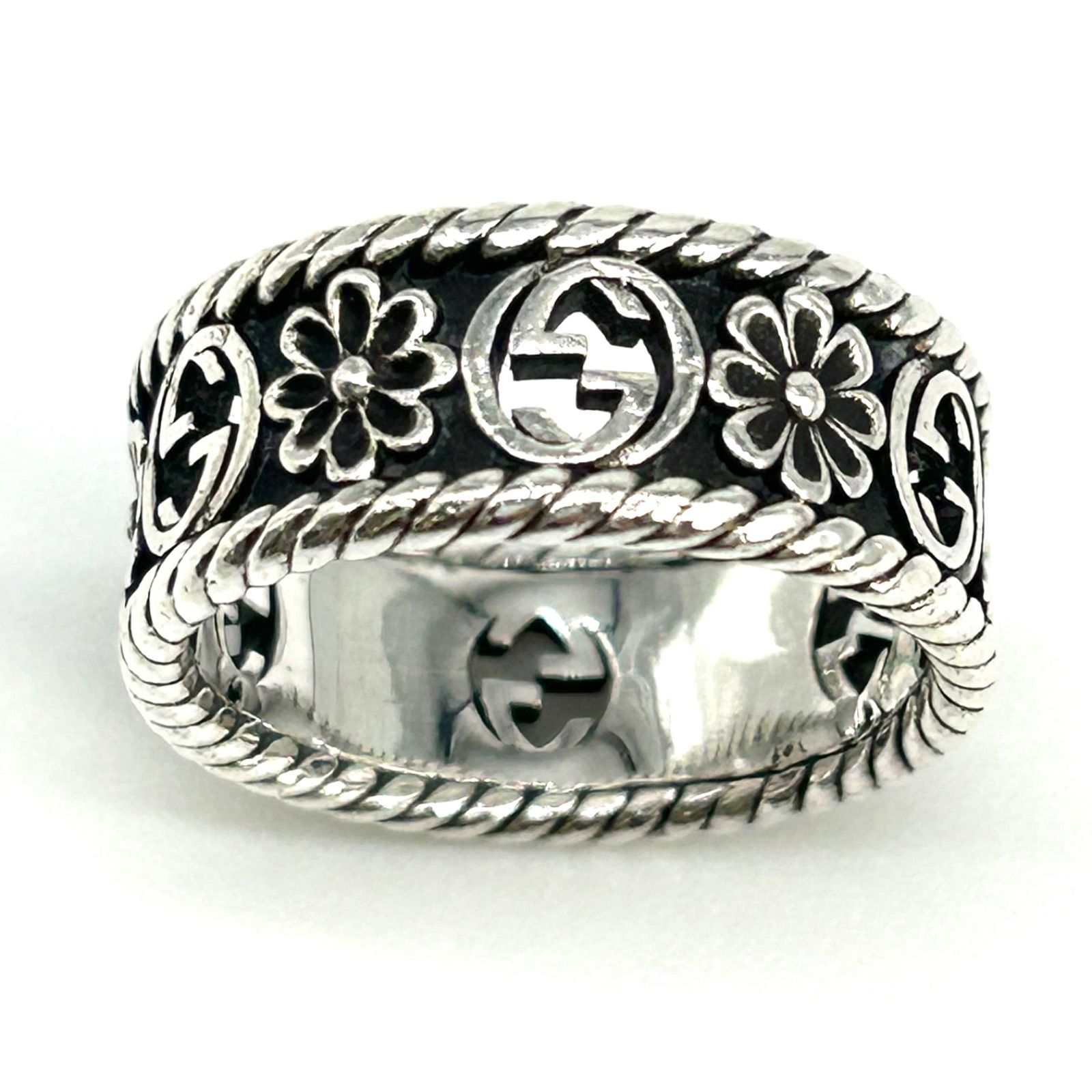 美品】GUCCI グッチ インターロッキングG フラワー リング サイズ16号