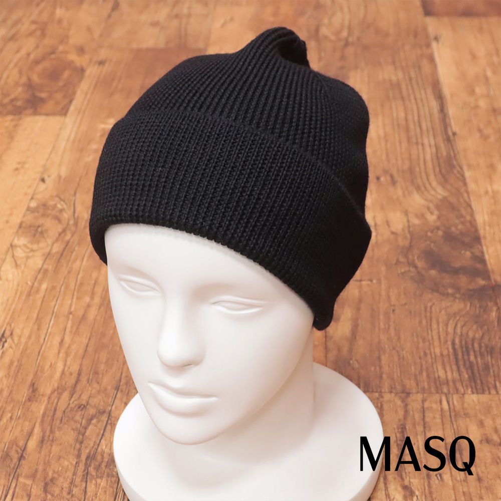 25秋冬|MASQ|ニットキャップ M5625-7097 イタリア製 ニットキャップ M5625-7097 イタリア製 エクストラファインメリノウール シンプル 無地 インポート マスク |黒|ブラック|mc465|