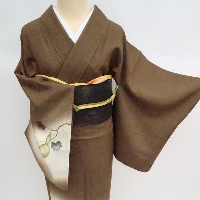 ✾まめ藤✾m2208 正絹 瓢箪 手縫い仕立て 紬訪問着