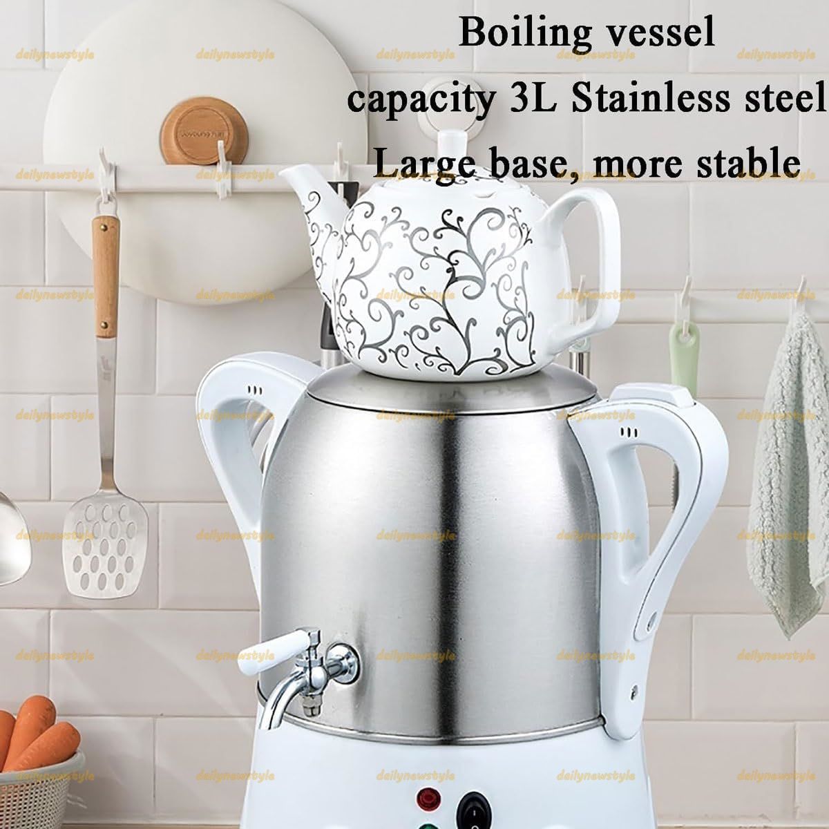 人気推薦 900W トルコ ティーポット 1L セラミック ティーポット ステンレス スチール ティーポット トルコ ティーポット 保温機能付き コーヒー 香り付き紅茶 トルコ紅茶用 MARWIL-DEMENAGEMENTS_CH