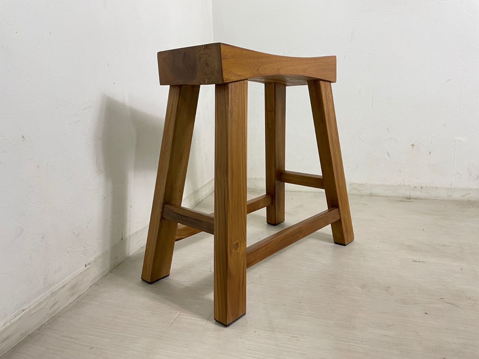 チーク無垢材 ベンチスツール