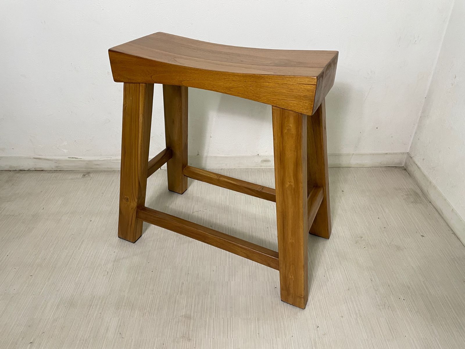 アンティーク調 チーク無垢材 ベンチスツール cha-0135-NAT