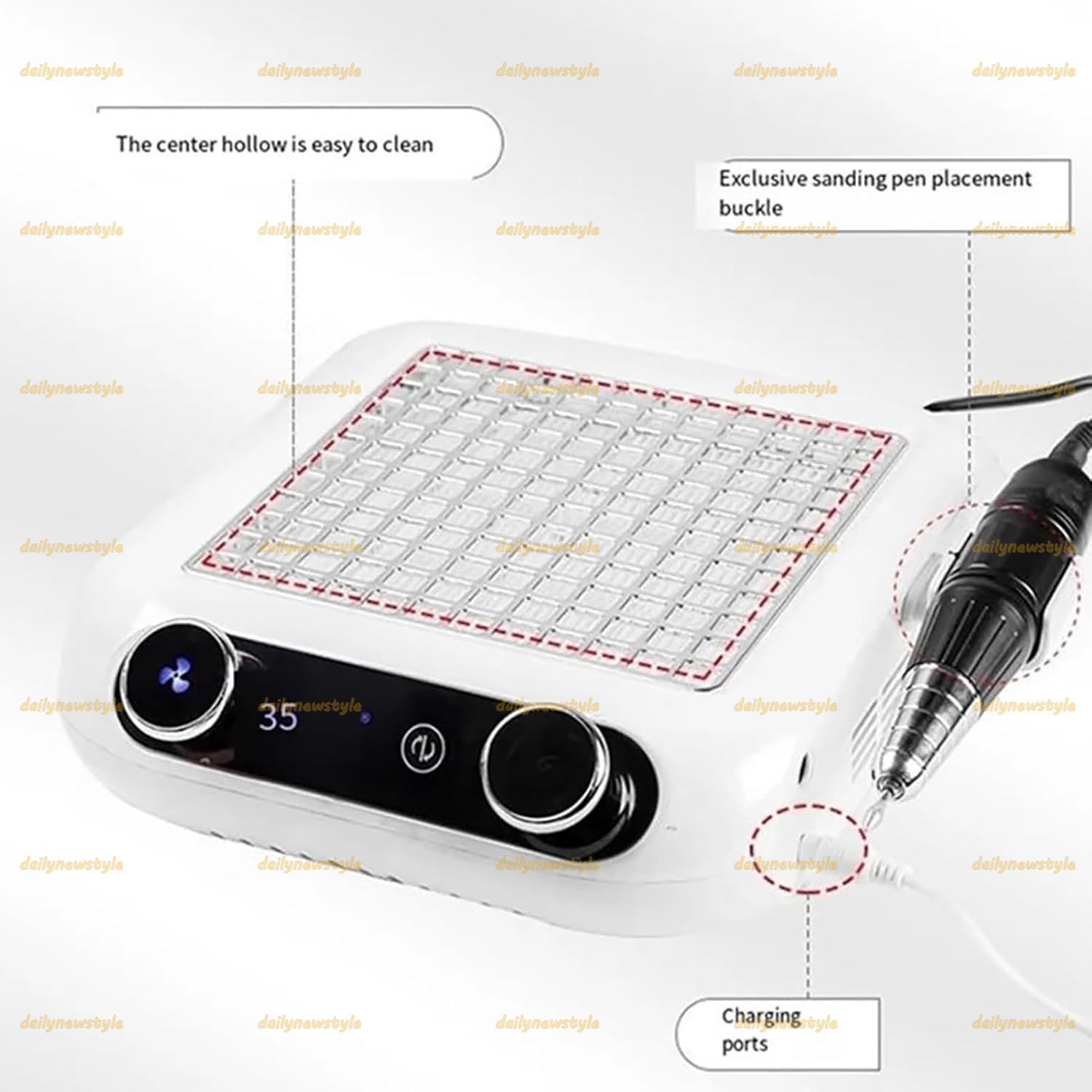 人気推薦◆電動ネイルファイル マニキュアグラインダー マニキュア 赤外線誘導保護 LEDディスプレイ 調整 な吸引力 大型タービンファンブレード