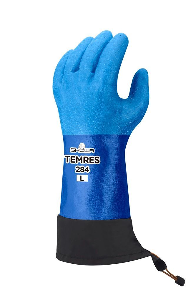 5双入販売 2025秋冬新商品 ショーワ 防寒テムレスカフ付 284 ブルー 特殊樹脂コーティング 作業用 防寒手袋 軽量 保温性抜群 裏起毛タイプ アウトドア