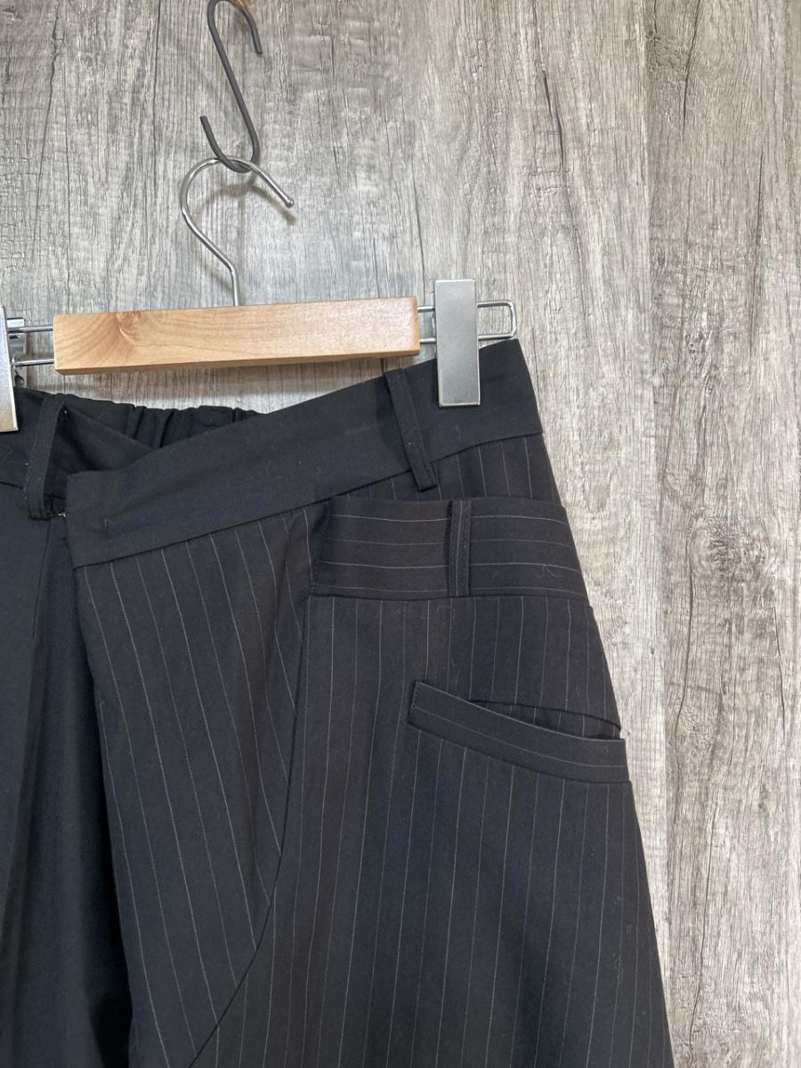 Ameri VINTAGE アメリヴィンテージ アシンメトリー ストライプ柄 ストレート パンツ sizeM 黒 レディース