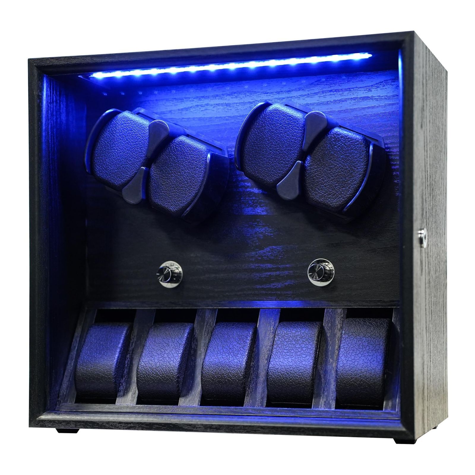 迅速発送 ORYX ワインディングマシーン 腕時計自動巻き上げ機 ウォッチワインダー 4本巻き 5本収納 時計ケース 自動巻き 調整 クッション LEDライト付 木製 USB電源