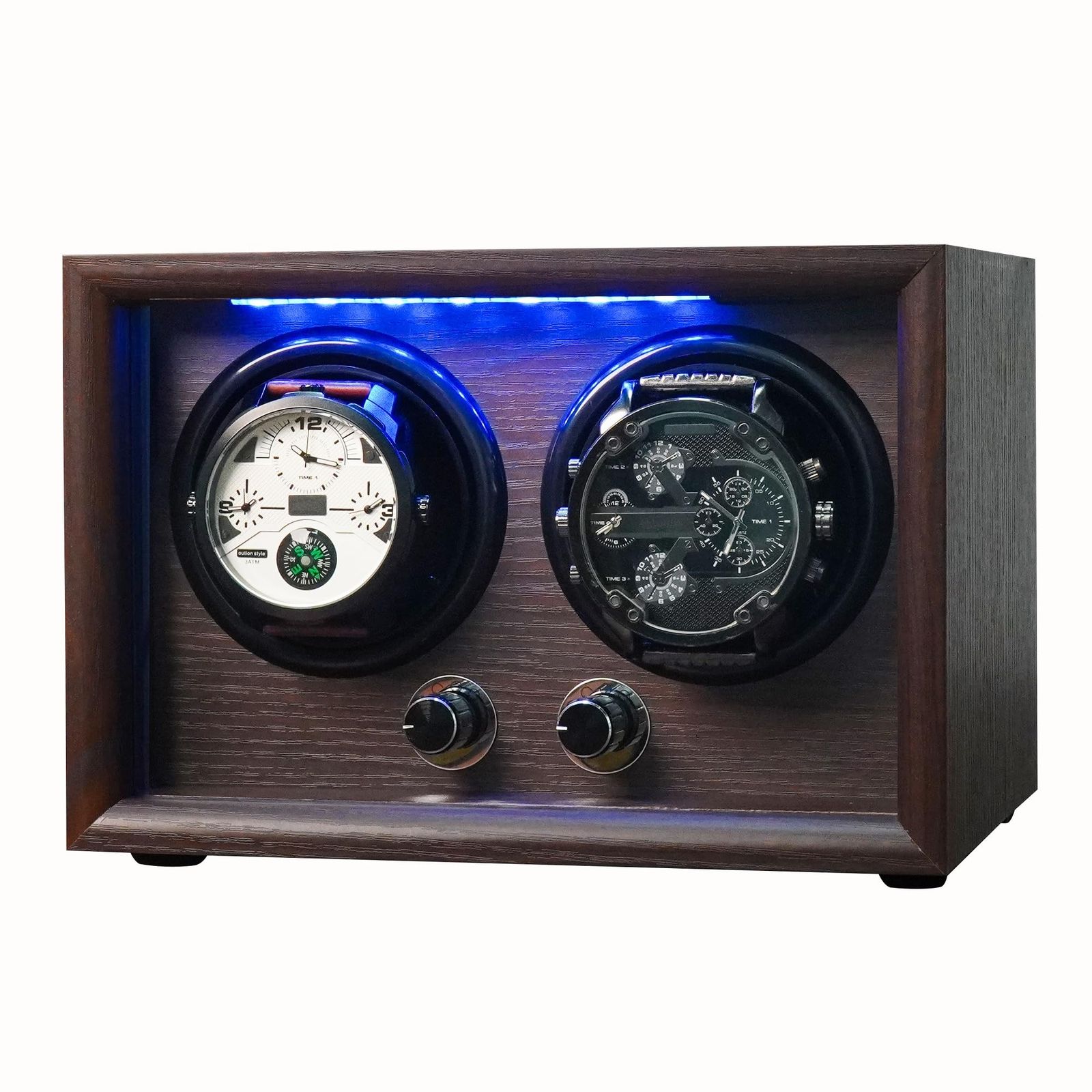 ORYX ワインディングマシーン 腕時計自動巻き上げ機 ウォッチワインダー 2本巻き 時計ケース 自動巻き 調整 クッション LEDライト付 USB電源 木製