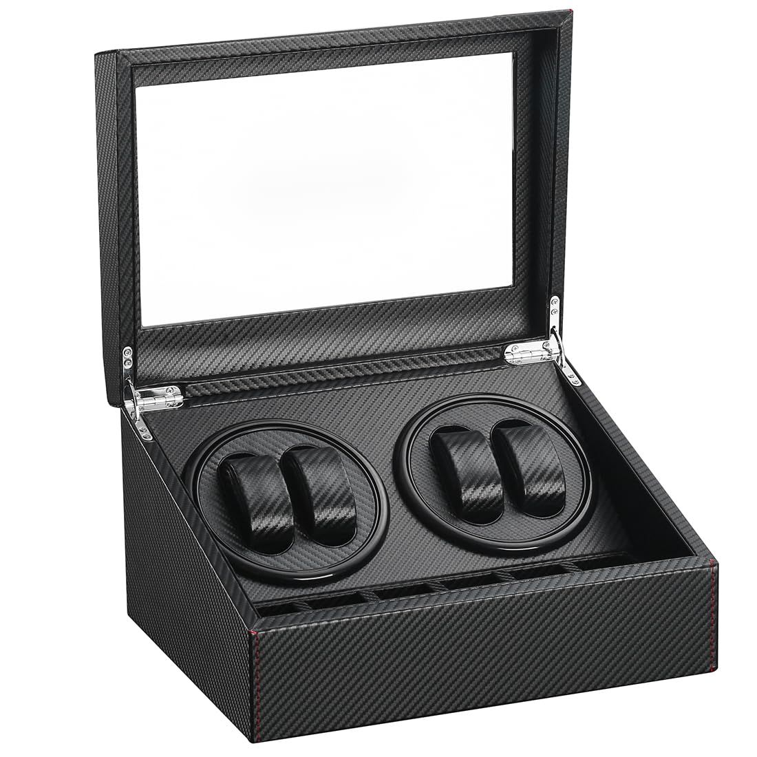 ワインディングマシーン 4本巻き 6本収納 ウォッチワインダー 自動巻きワインディングマシーン マブチモーター 静音設計 腕時計自動巻き上げ機 収納ケース 男女の腕時計は全部使えます 炭素繊維