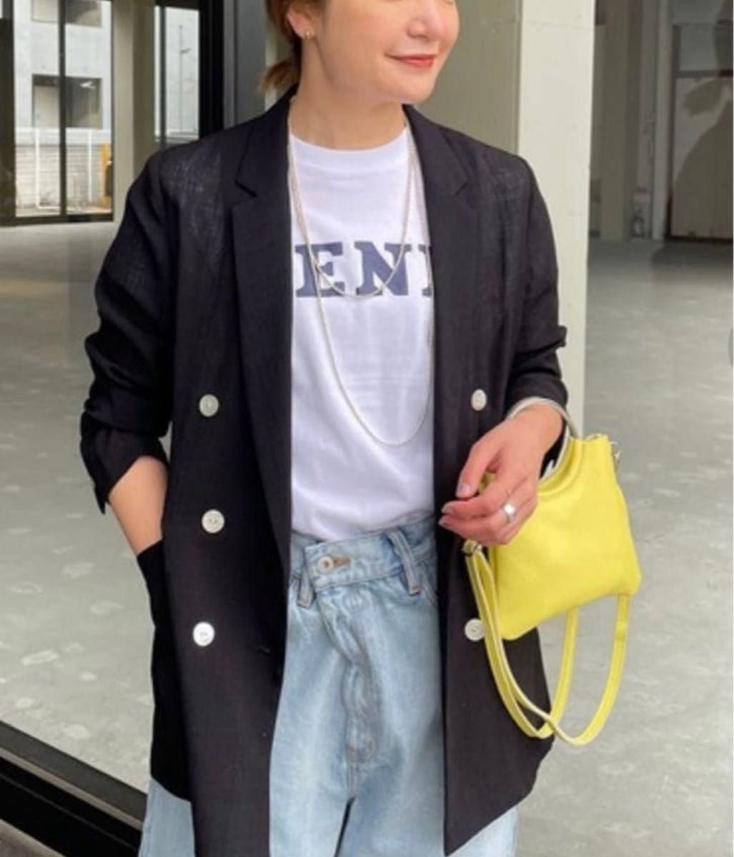 SHENERY シアー ダブル ジャケット ゆったりサイズ ブラック F