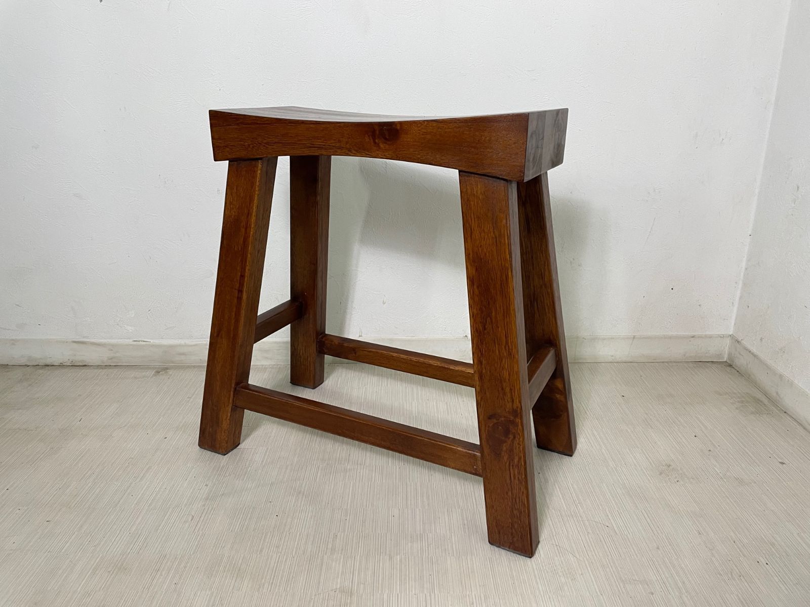 アンティーク調 チーク無垢材 ベンチスツール cha-0135-DAK